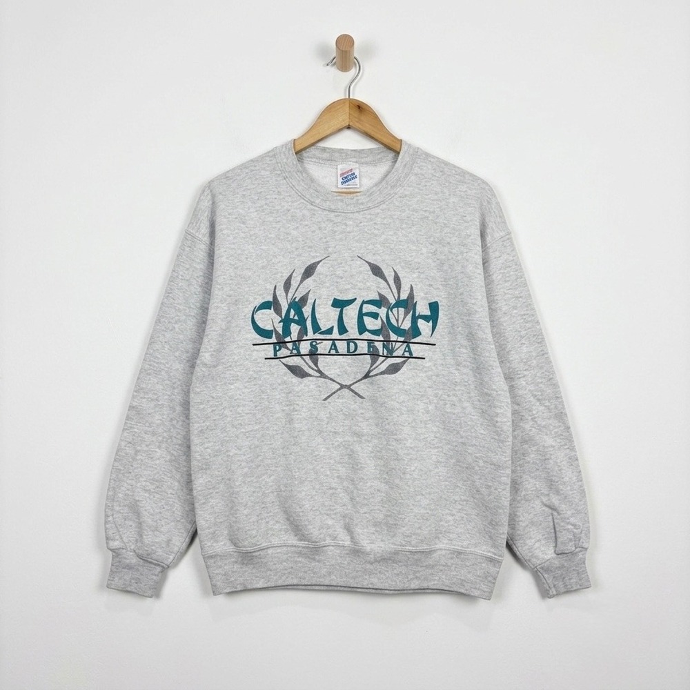 Vintage 90s Caltech Pasadena Sweatshirt Jerzees Super Sweats Grey Mens Large USA